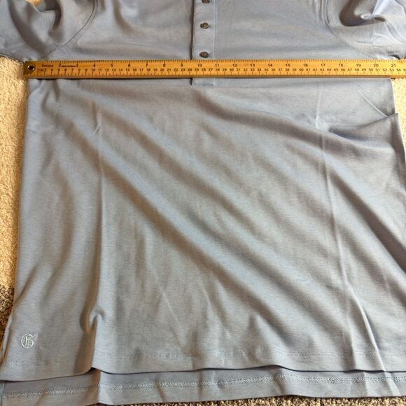 Greyson Mens size Omaha Long Sleeve Polo Wolf Blue Cotton Blend Cooling Fabric - Picture 7 of 16